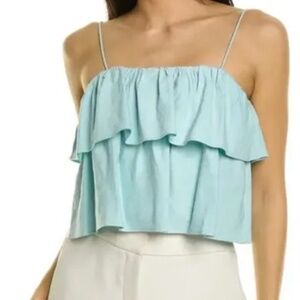 Alice and Olivia Marylynn Ruffled Crop Top, Powder Blue, XS